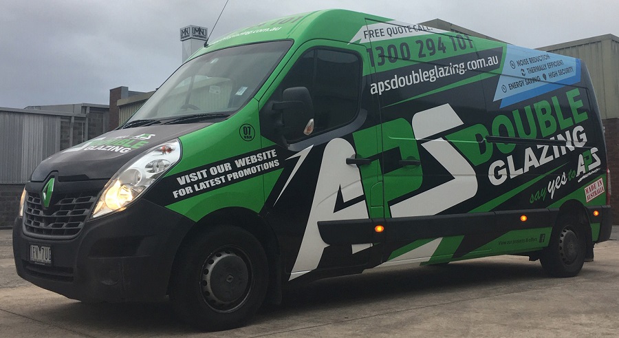 APS Double Glazing Fleet | APS Double Glazing has updated our Fleet of vehicles in line with the companies new branding | 1300 294 101